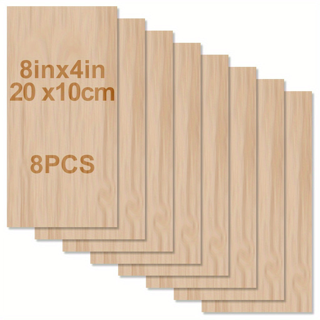 8x4in Unfinished Wood Planks 20pcs 2mm Thick for Crafts & Carving
