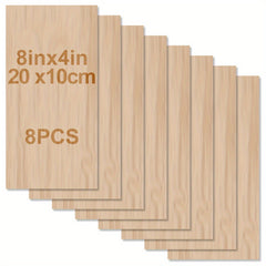 8x4in Unfinished Wood Planks 20pcs 2mm Thick for Crafts & Carving