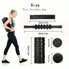 Yoga Roller Set: Massage Roller, Balls, Stick, Tension Rope