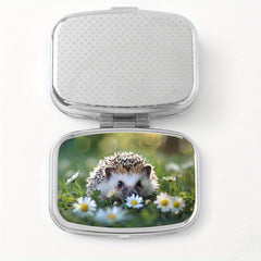 Sunshine Hedgehog Printed Square Pill Box Two Compartment Mini Portable Pill Box