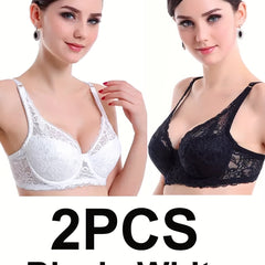 Floral Lace Push Up Bras Bow Tie Intimates Women's Lingerie