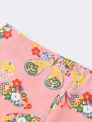 Girls Cartoon Leggings Cotton Soft Footless Floral Butterfly Pattern
