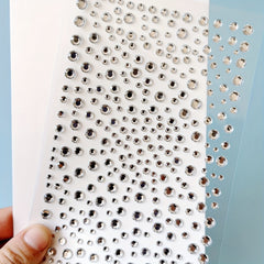 1pc Round Dot Rhinestone Stickers Transparent Crystal Gemstone Self Adhesive