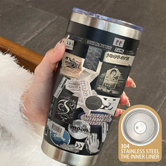 Moon Label Pattern 600ml Insulated Steel Coffee Mug