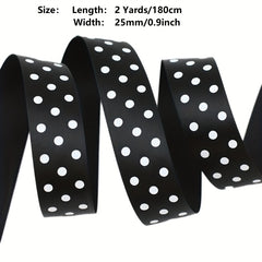 Polka Dot Printed Satin Ribbons 25mm 2 Yards Wedding Gift Wrapping Decoration