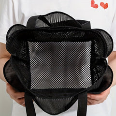 Large Capacity Mesh Beach Bag Multifunctional Foldable Handbag