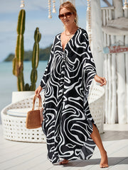 Chain Print Bat Sleeve Cover Up Dress