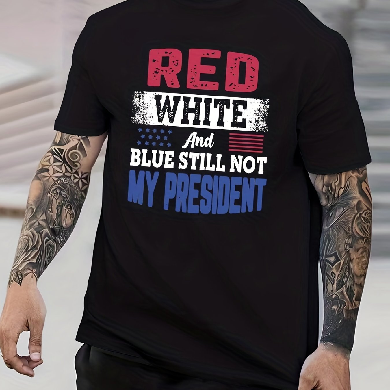 Retro Pattern Men's Graphic Crew Neck Tee for Summer