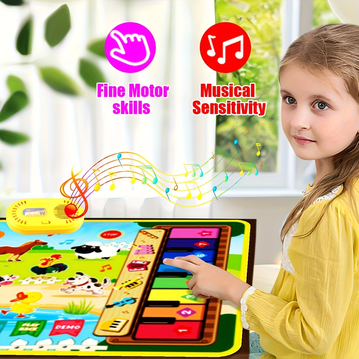 Musical Toys Piano Mat & Drum Set Music Floor Play Mat Educational Birthday Toys