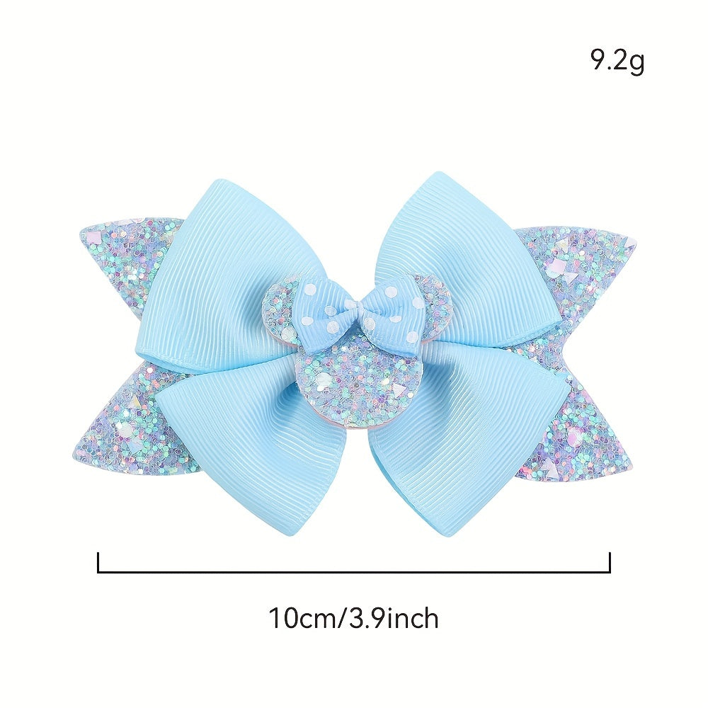 6pcs Glitter Bow Hair Clips for Baby Girls