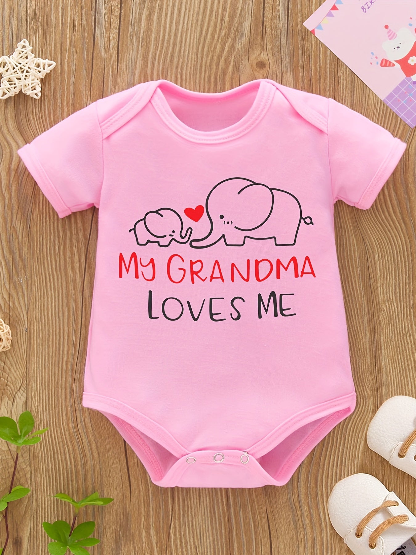 Elephant Print Onesies Short Sleeve Romper for Baby Boys & Girls