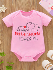 Elephant Print Onesies Short Sleeve Romper for Baby Boys & Girls