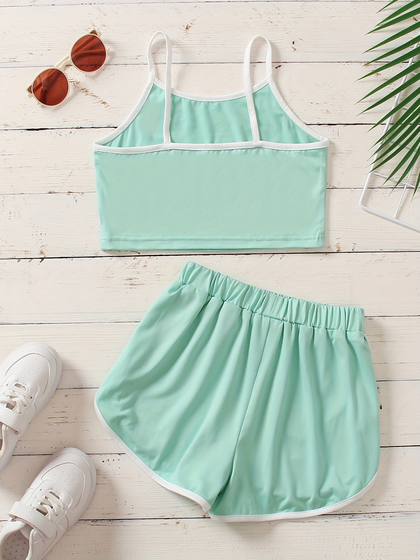 Girl's 2 Piece Casual Sports Suit Top & Shorts Set for Summer