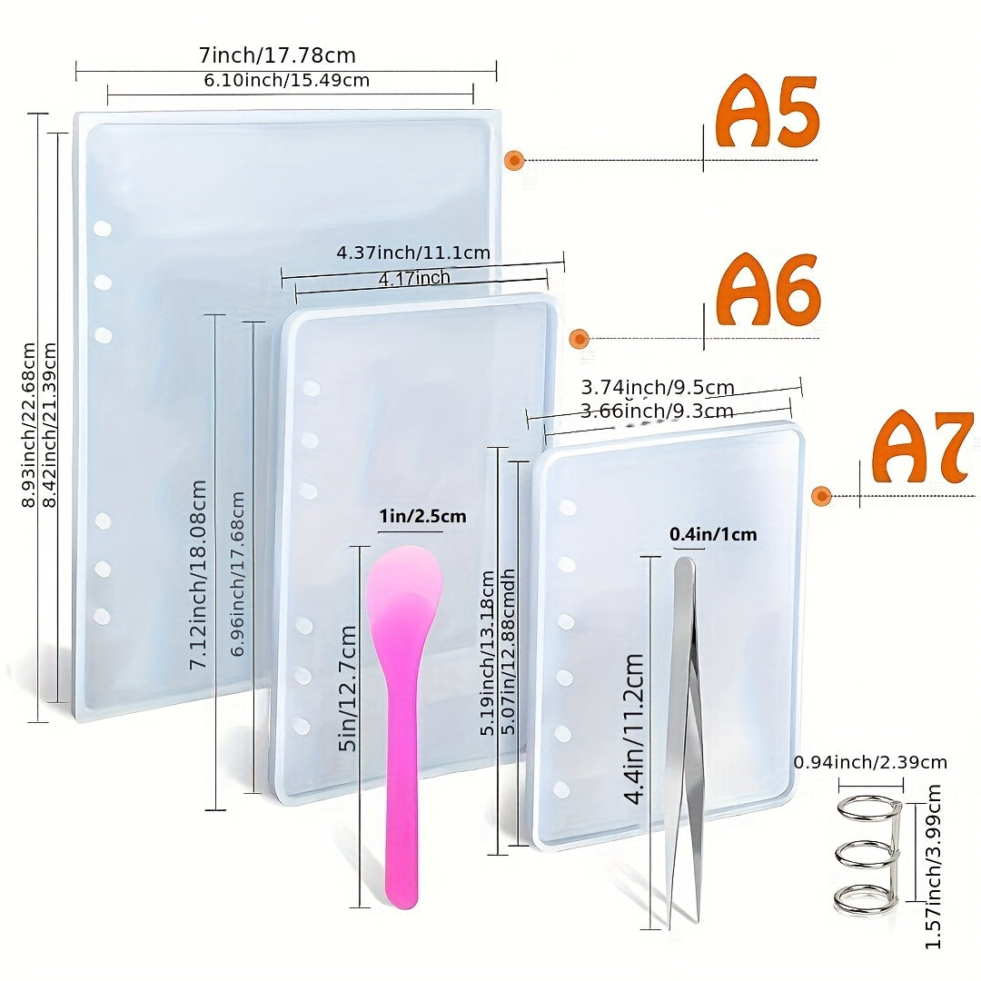 3Pcs Notebook Cover Resin Casting Molds Kit For A5 A6 A7