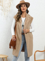 Sleeveless Teddy Vest Casual Lapel One Button Vest Women's Clothing
