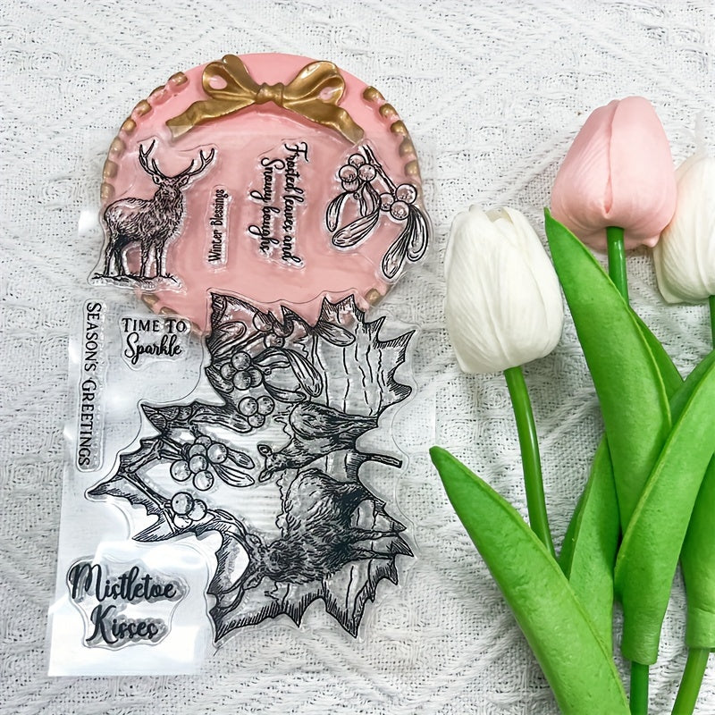 Winter Elk Clear Stamp for Scrapbooking DIY Card Making