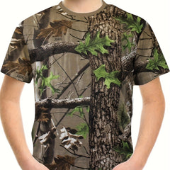 Boys Tree 3D Print T-shirt Short Sleeve Round Neck Comfy Top