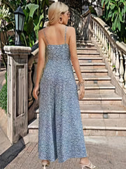 Floral Wide Leg Jumpsuit Boho Cinched Waist