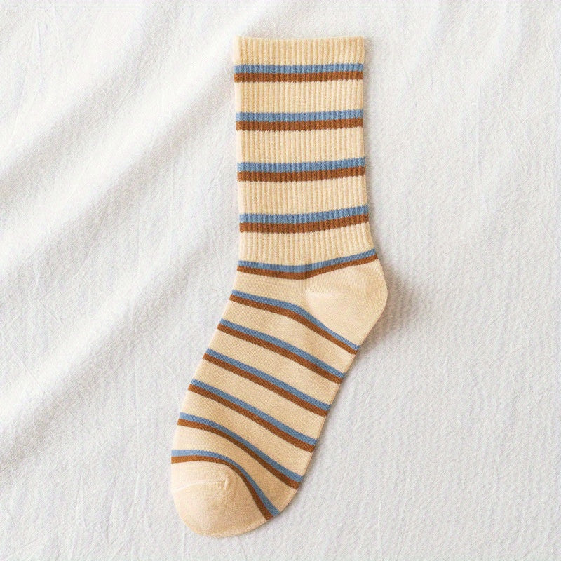 Girls Plaid Crew Socks Breathable for Autumn Winter
