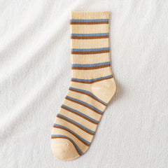 Girls Plaid Crew Socks Breathable for Autumn Winter