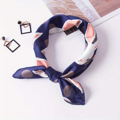Rabbit Print Scarf Polka Dot Satin Neckerchief Bandana Head Wrap Hair Accessory