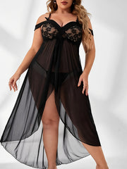 Lace Cold Shoulder Dress with Panty