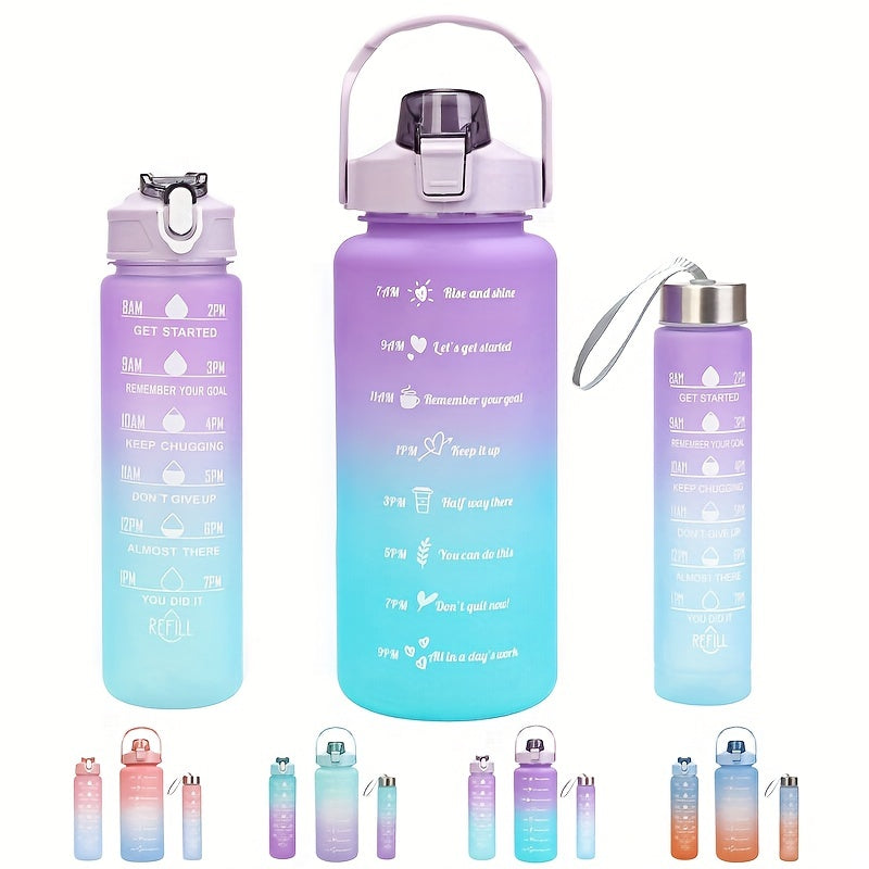 Gradient Leakproof Straw Water Bottle with Time Scale for Outdoor Sports