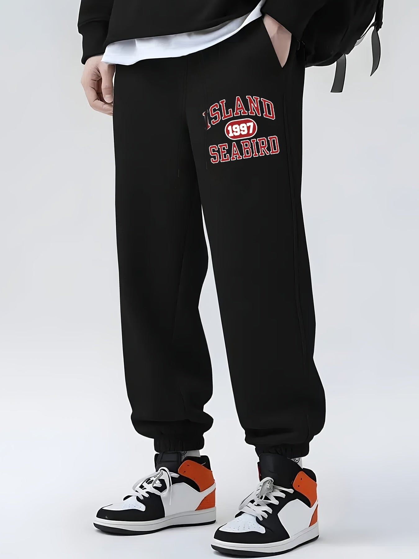 Men Letter Graphic Print Drawstring Joggers Sweatpants