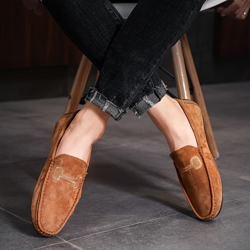 Men's Loafer Shoes with Stitching Details, Rubber Sole, Flat Heel