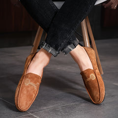 Men's Loafer Shoes with Stitching Details, Rubber Sole, Flat Heel