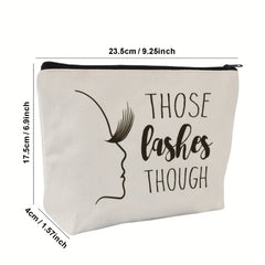 Letter & Lashes Pattern Cosmetic Bag Travel Make Up Pouch Zipper Cosmetic Pouch