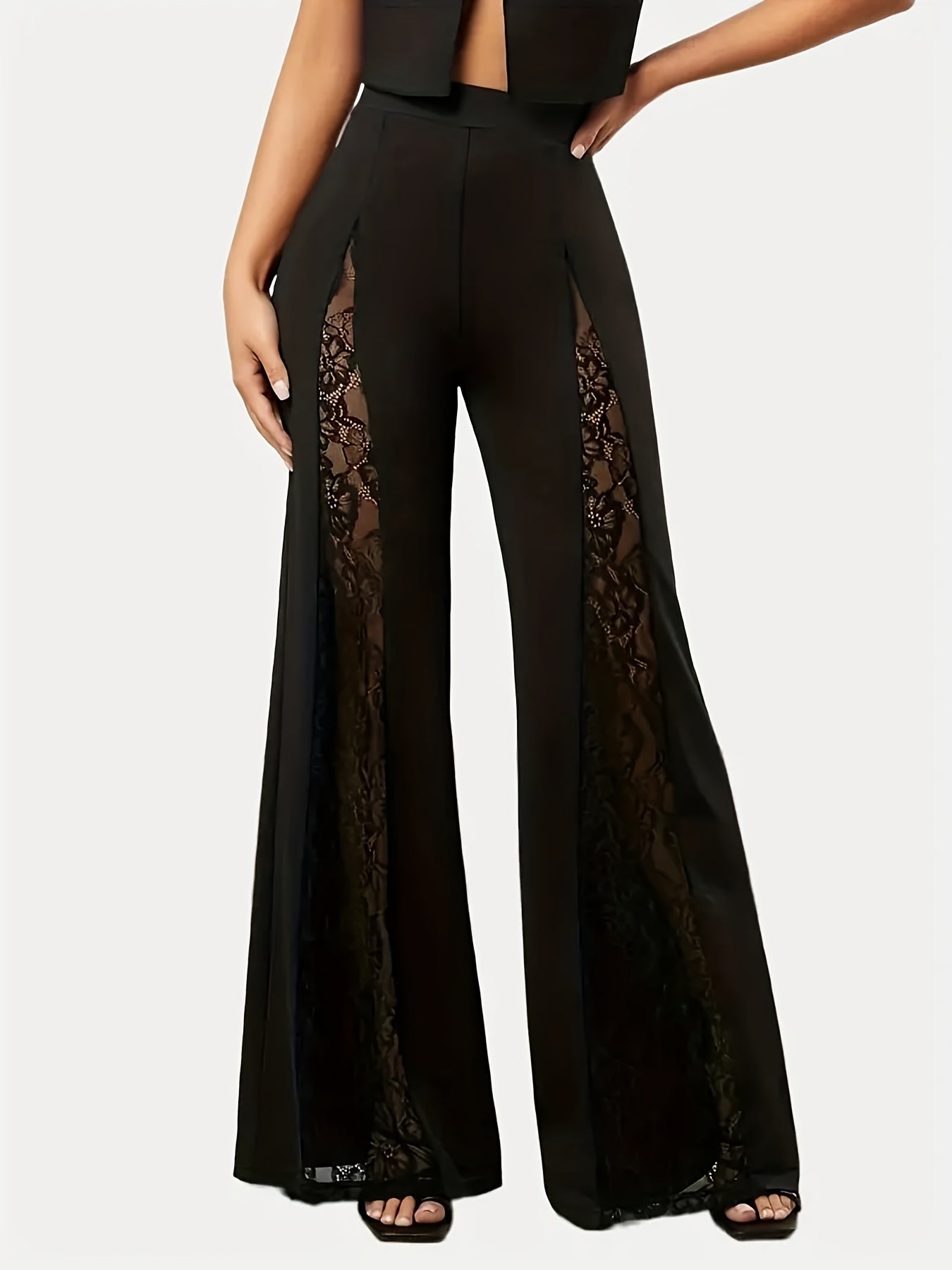 Lace Flare Leg High Waist Pants for Women