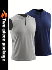 Men's Quick Dry Hooded Sleeveless Shirt For Workout Athletic