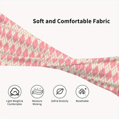 Men's Vintage Plaid Headband Soft Pink & Grid Pattern Breathable Comfort Fit