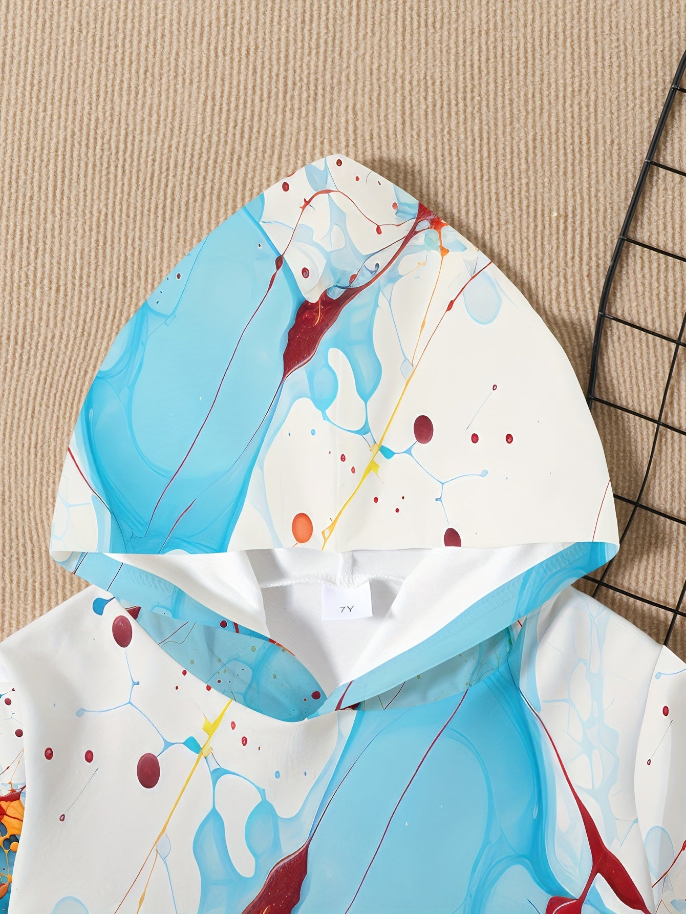Water & Paint Print Kid's Hoodie Unisex Pullover Causal Hooded Top