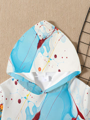 Water & Paint Print Kid's Hoodie Unisex Pullover Causal Hooded Top