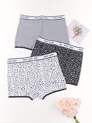 3pcs Geometric Pattern Boyshort Panties Women's Lingerie