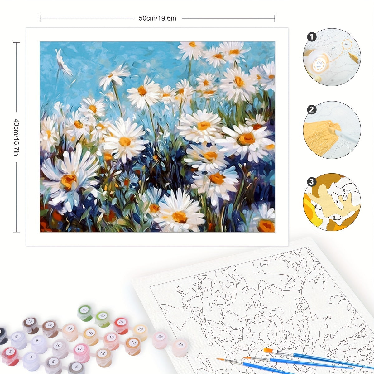 Paint By Numbers Kit Daisy Flowers DIY Painting 40x50cm