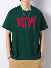 Men's Lost Boy Print Slim Fit T shirt for Spring Summer