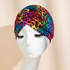 Colorful Leopard Print Turban Cap Head Wrap Women Headwear