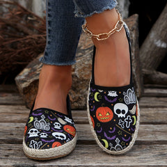 Women's Halloween Slip-On Walking Shoes Ghost Pumpkin Skull