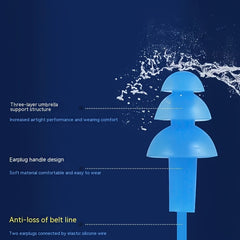 Silicone Soundproof Earplugs Waterproof Swimming With Lanyard
