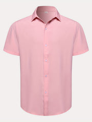 Men's Casual Solid Short Sleeve Shirt for Summer Vacation Resort