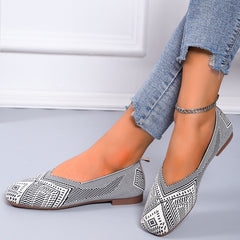 Geometric Pattern Slip on Flat Shoes Ultra Light Soft Sole Women's Ballet Shoes