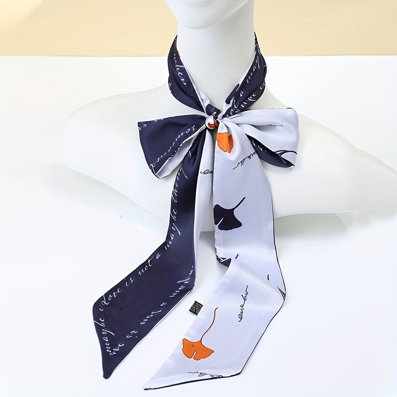 Ginkgo Leaf Balloon Print Neckerchief Casual Skinny Scarf
