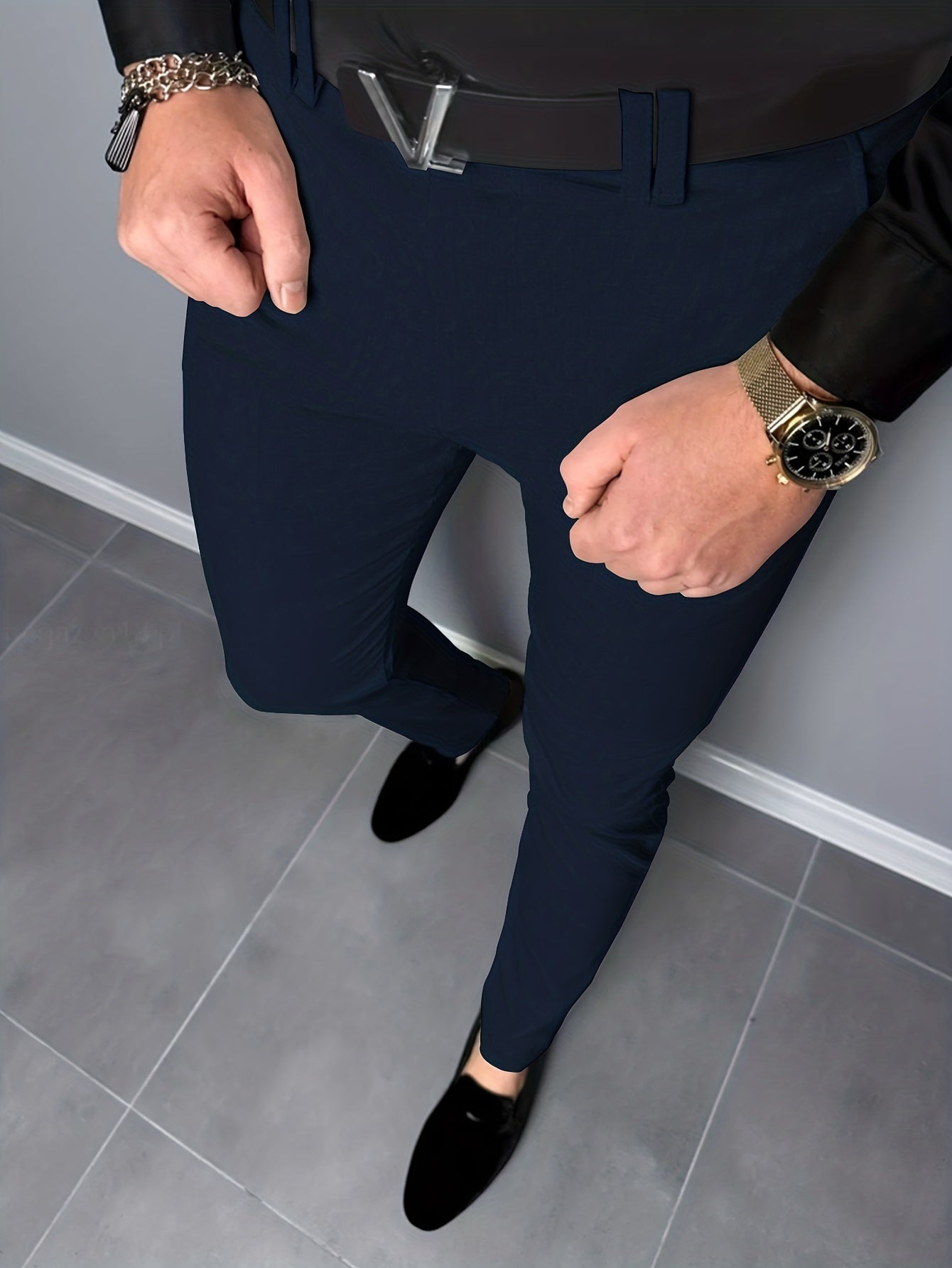 Men's Vintage Style Stretch Dress Pants for Business
