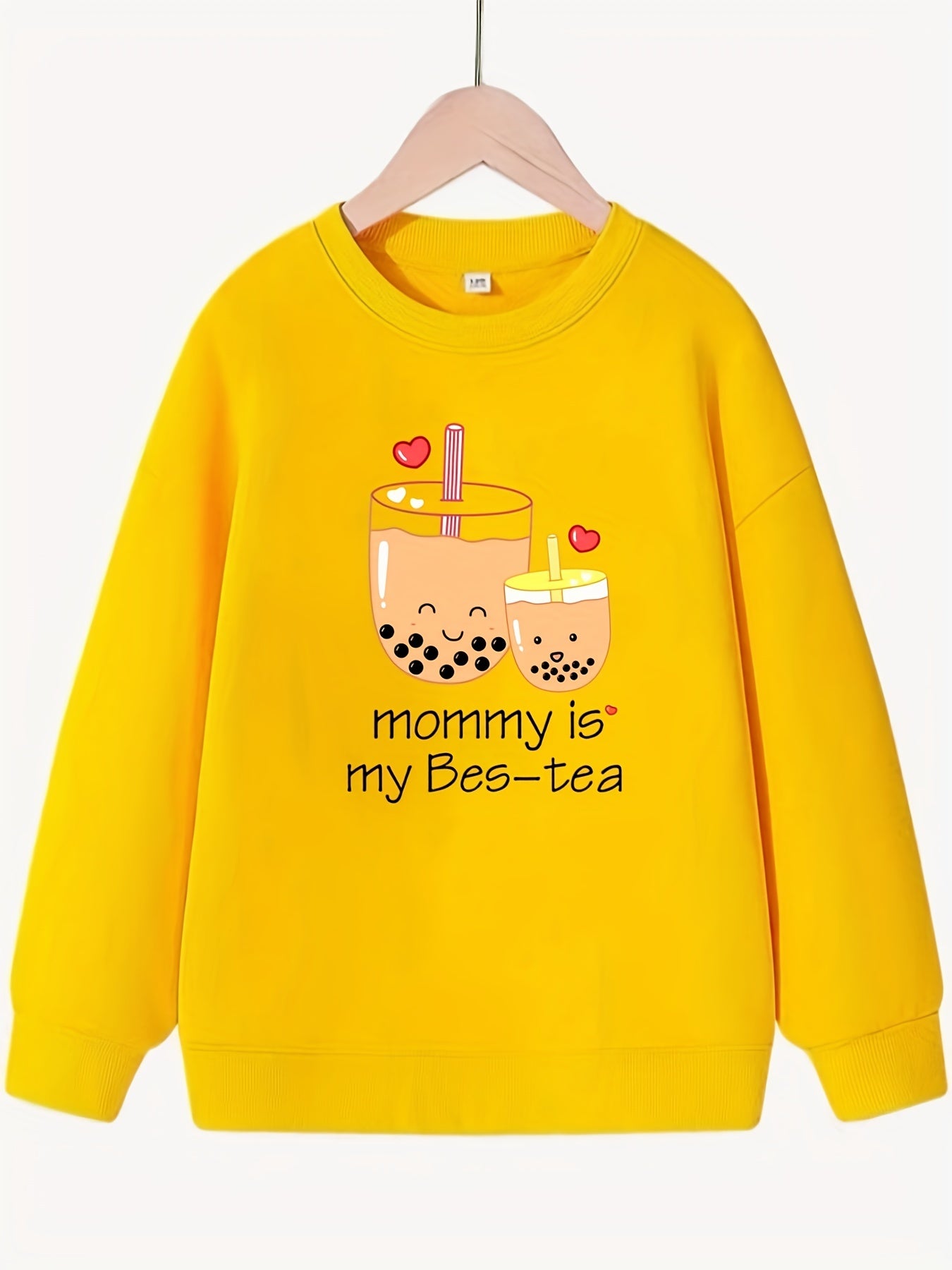 Bubble Tea 'Mommy' Pattern Sweatshirt for Girls