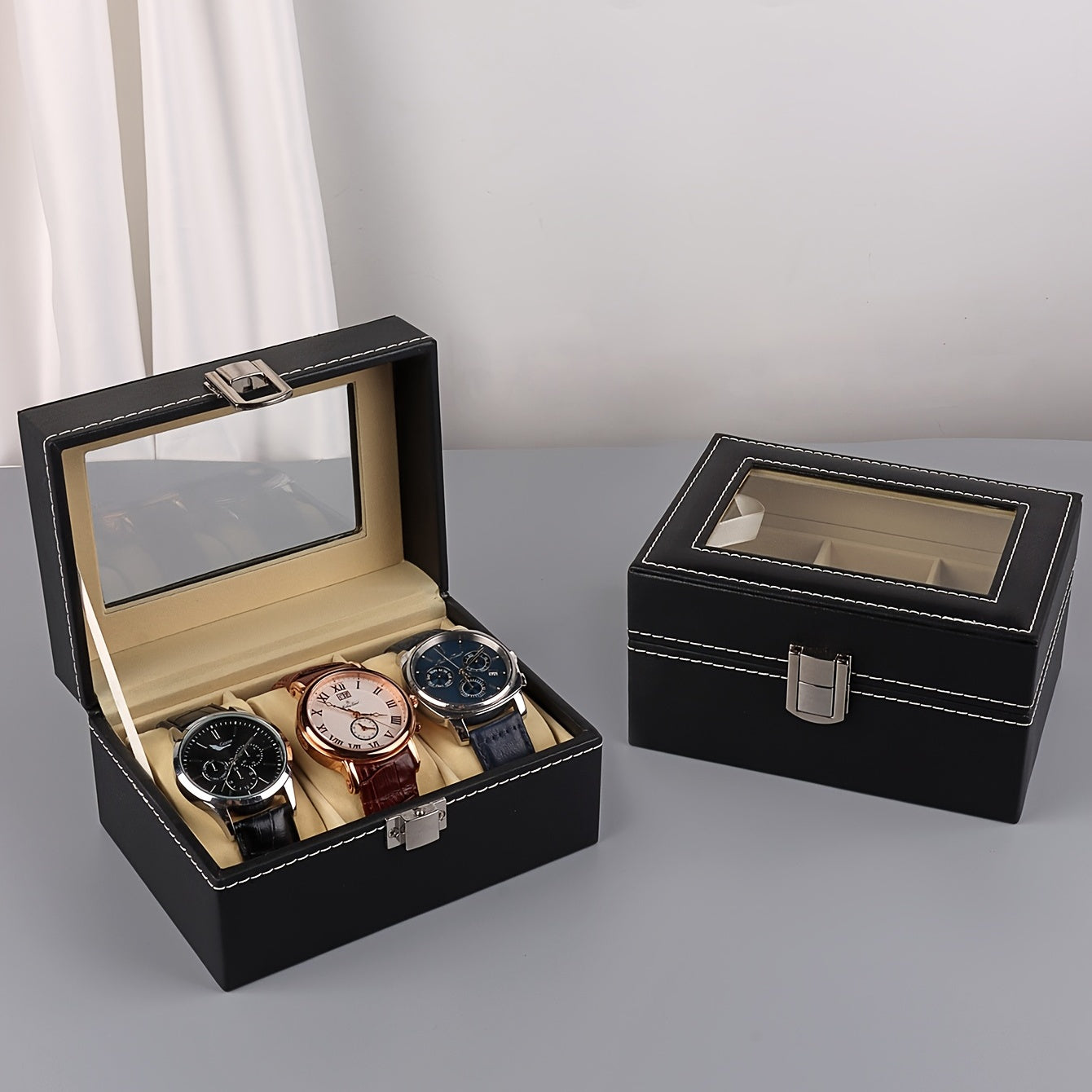 3 Slots Watch Collector With PU Leather