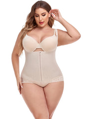 Solid Front Zipper Bodysuit Shapewear