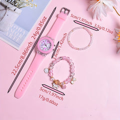 Hot Deal Cartoon Pony Silicone Strap LED Girls Watch Quartz Wristwatch Set